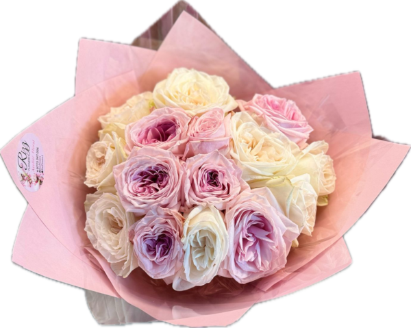 Buchet trandafiri Roz/Alb