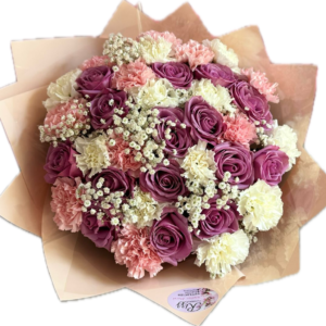 Buchet trandafiri/gypsophila