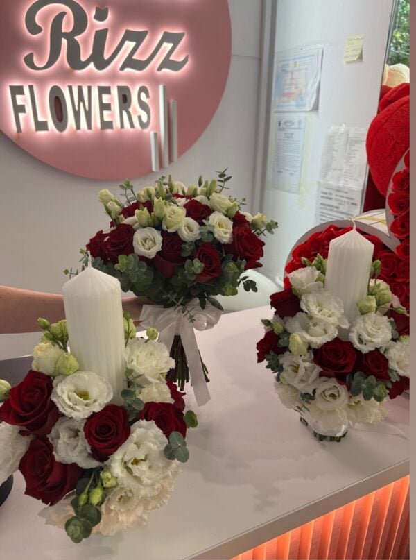 Buchet mireasă+lumanari