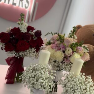 Buchet mireasa+nasa+lumanari